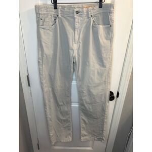 Orvis Mens Five Pocket Stretch Canvas Pants Light Gray 38x30 Straight Leg Stone